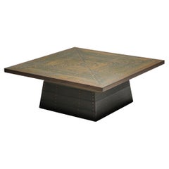 Bossche School Olive Green Square Coffee Table, Dom Hans van der Laan, 1980s