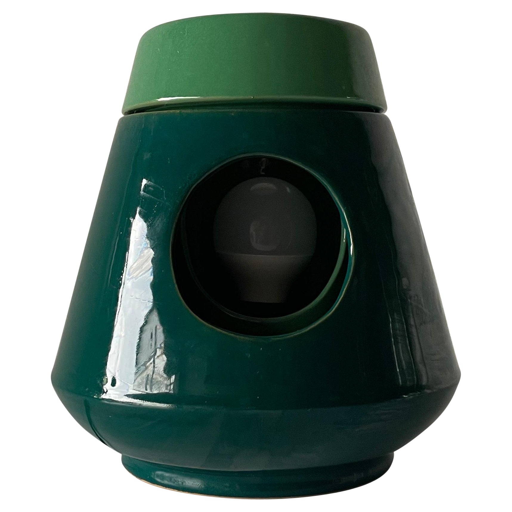 Moderne schwenkbare Tischlampe aus grüner Keramik, 1960er Jahre, Italien