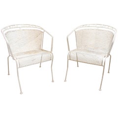 1970s Spanish Pair of Iron Garden Chairs in White Color
