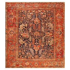 Antiker blauer persischer Heriz-Teppich aus Persien. 9 ft 4 in x 10 ft 4 in