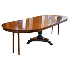 Antique Extension Dining Table with Center Pedestal, Opens from 4' Round to 14'