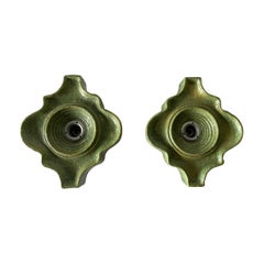 Green Ceramic Pair of Sconces, 1970s, Germany