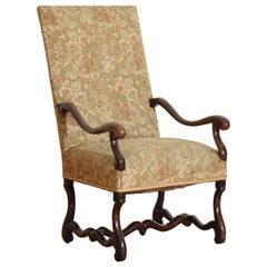 French Louis XIV Shaped Walnut Os De Mouton Armchair, Early 18th Century