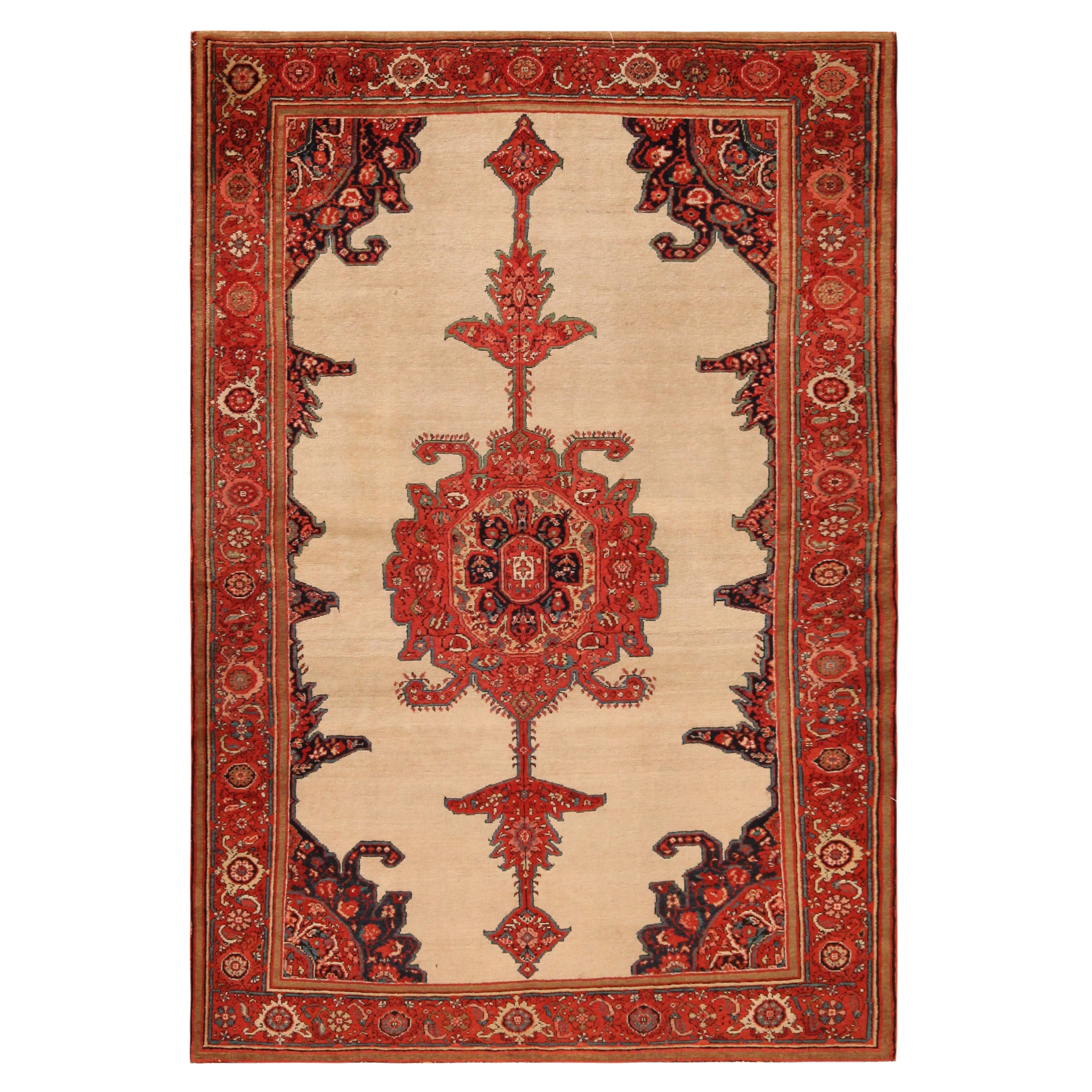 Antiker persischer Mishan Malayer-Teppich aus Persien. 4 ft 2 in x 6 ft 4 in