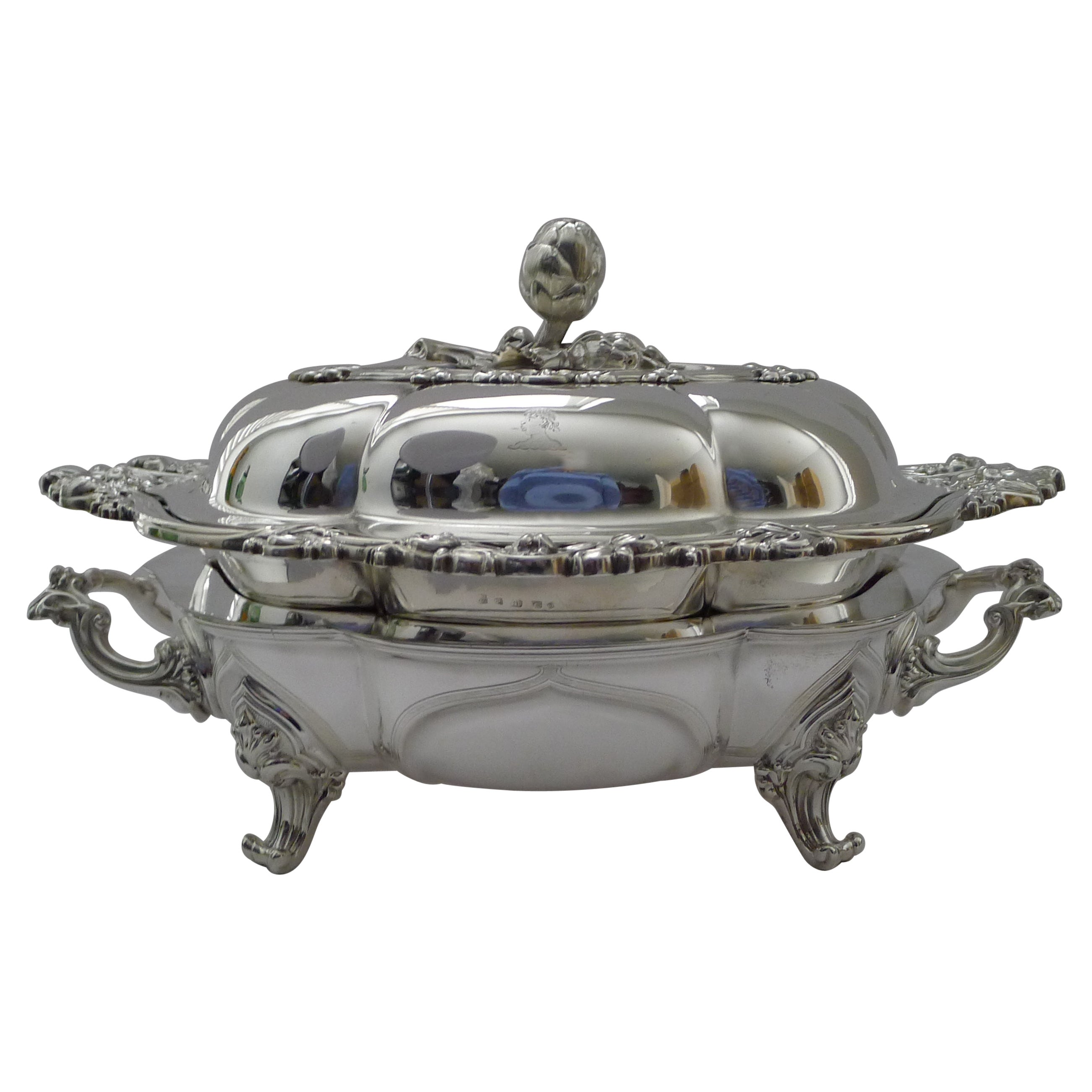 Grand Elkington Silver Plate Entree / Chafing Dish, 1853 For Sale
