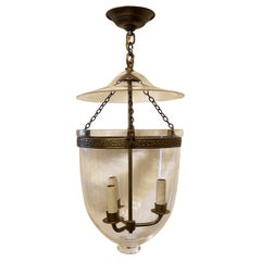 Fine Pair Regency Vaughan Designs English Bronze Bell Jar Blown Glass Lanterns