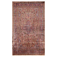Silk Vintage Persian Kashan Rug. 4 ft 3 in x 6 ft 11 in