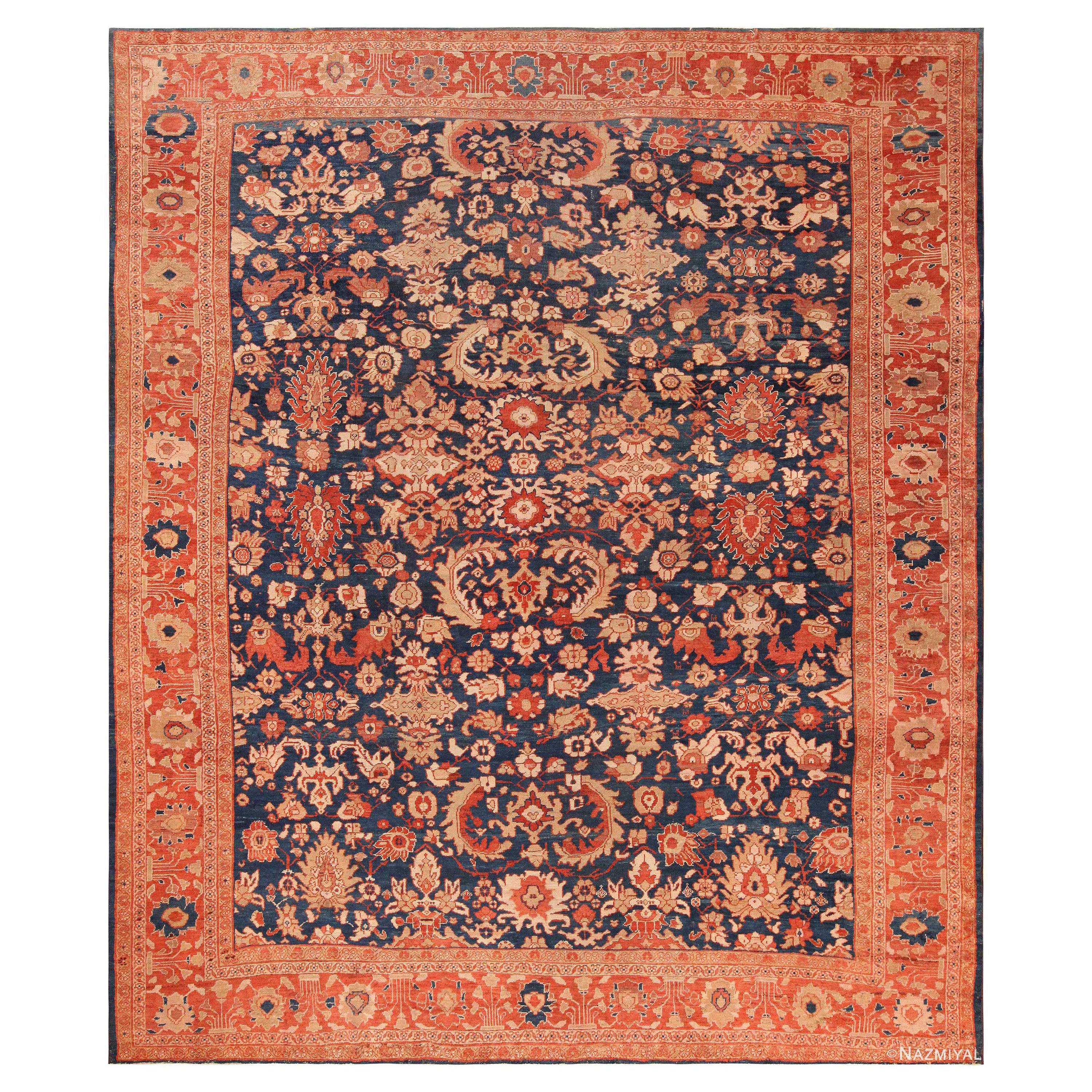 Antiker blauer persischer Sultanabad-Teppich aus Sultanabad. 12 ft 2 in x 14 ft 2 in im Angebot