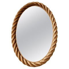 Large elliptical rope frame mirror by Adrien Audoux & Frida Minet, France 1960s