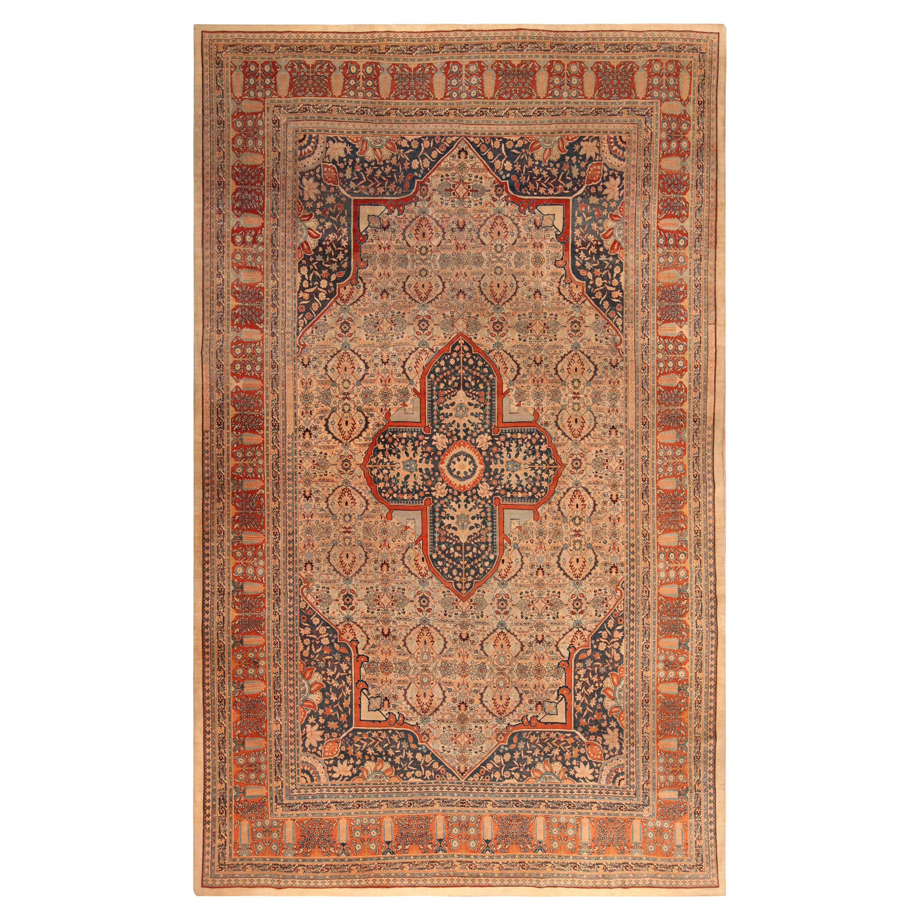 Antique Persian Tabriz Haji Jalili Rug. 9 ft 6 inx 15 ft 4in For Sale