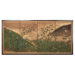 Japanese Four Panel Screen: Flowering Bush Clover