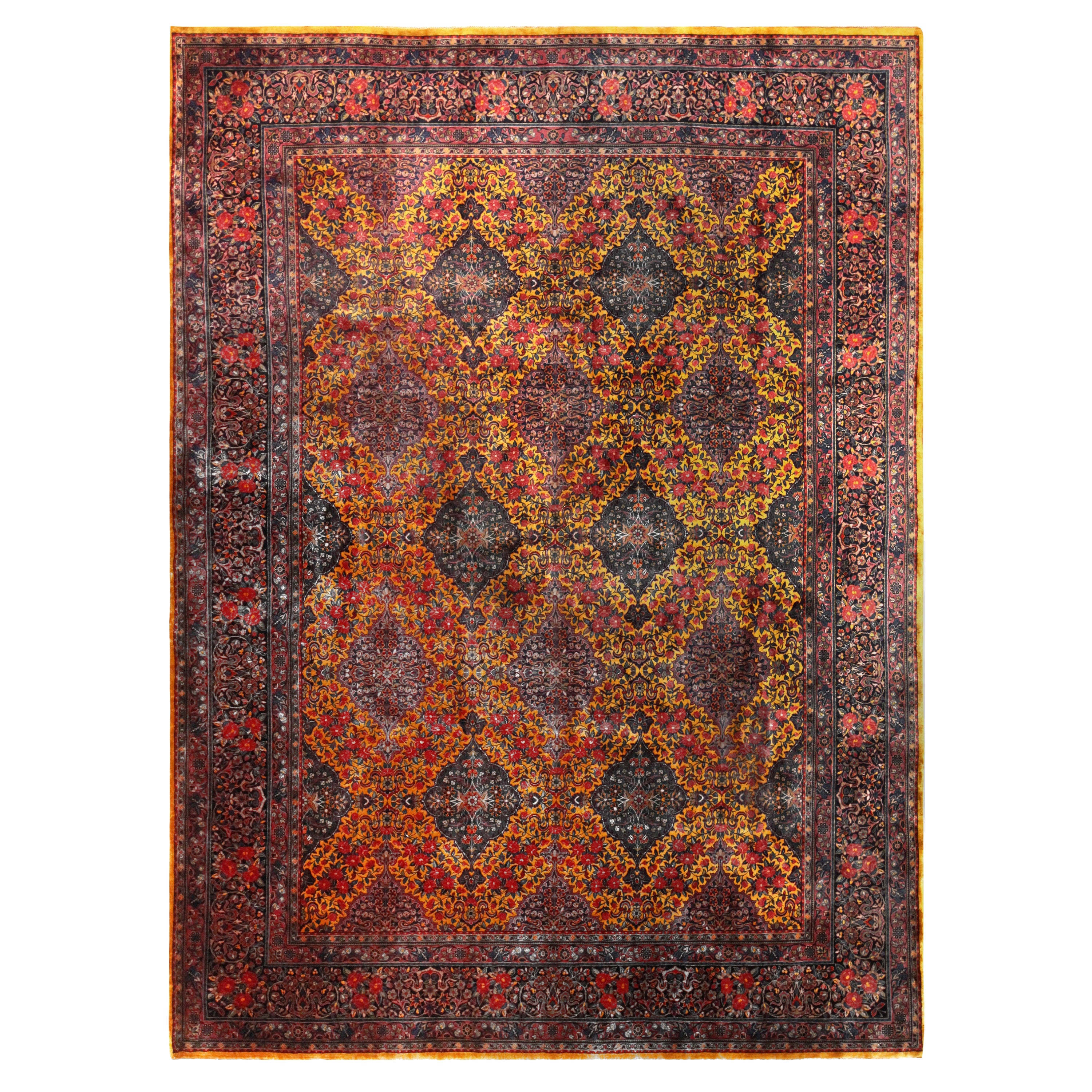 Antique Persian Kashan Area Rug. 8 ft 10 in x 11 ft 9 in