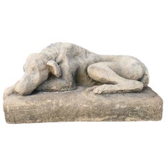 Antique Life Size Cast Stone /Concrete Figure of a Dog
