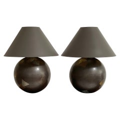 Pair of Karl Springer Metal Ball Lamps