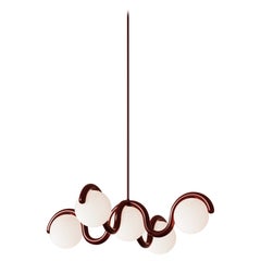 Customizable 5-Globe Flush-Mount Chandelier in Powder-Coated or Plated Steel