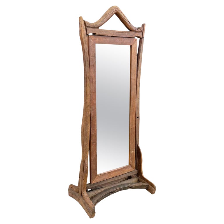 Vintage Rustic FreeStanding Wood Dressing Mirror at 1stDibs