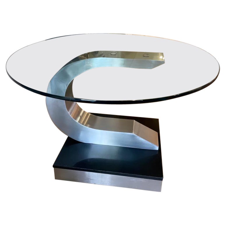Dining Table by Willy Rizzo for Mario Sabot, Italy 1970, Steel, Glass, Wood For Sale