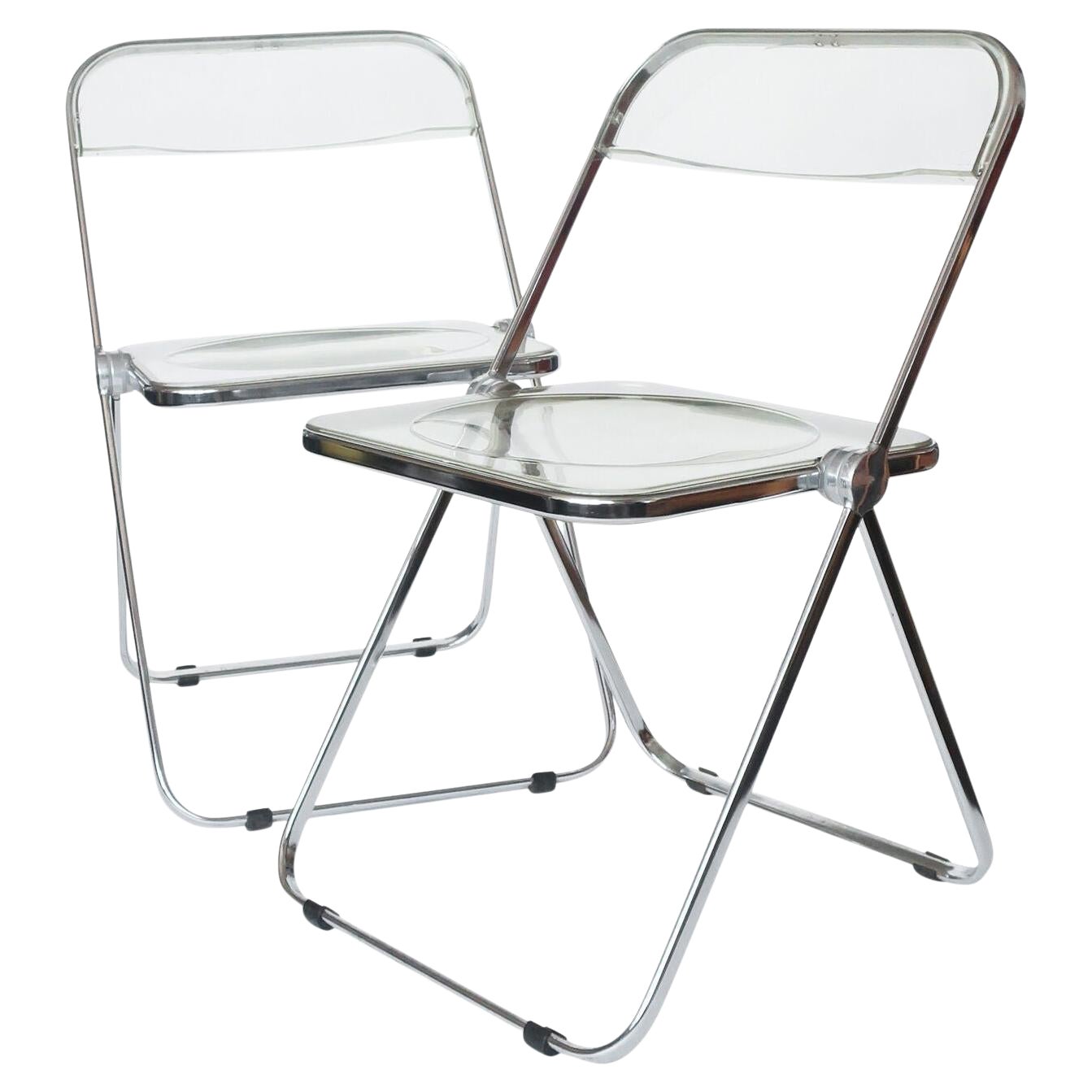 20th Century Clear Plia 6 Folding Chairs by Giancarlo Piretti for Castelli