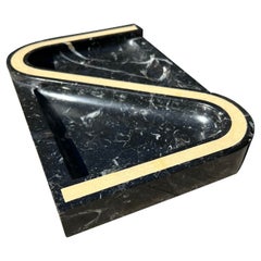 Monumental Vintage Italian Marble Squiggle Tray, 1970s