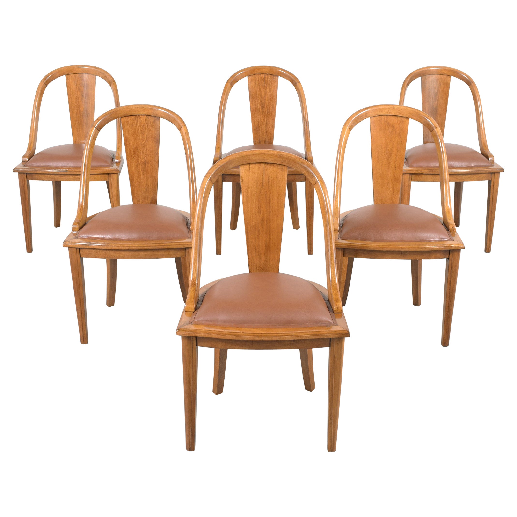 1950s French Art Deco Walnut Dining Chairs