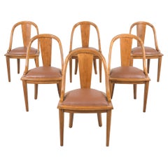 French Art Deco Leather Dining Chairs