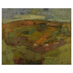 Oscar Nicolaisen (1912-1988), listed Danish artist. Oil on canvas. Landscape.