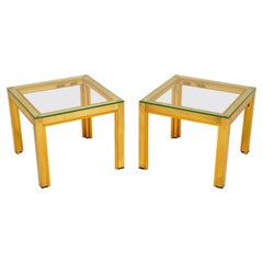 1970's Pair of Italian Brass Side Tables by Zevi