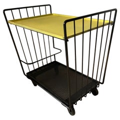 Black and Yellow Trolley With A Removable Tray by Matégot, France 1950.