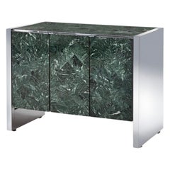 Ello Chrome and Verde Green Marble Credenza, 1980