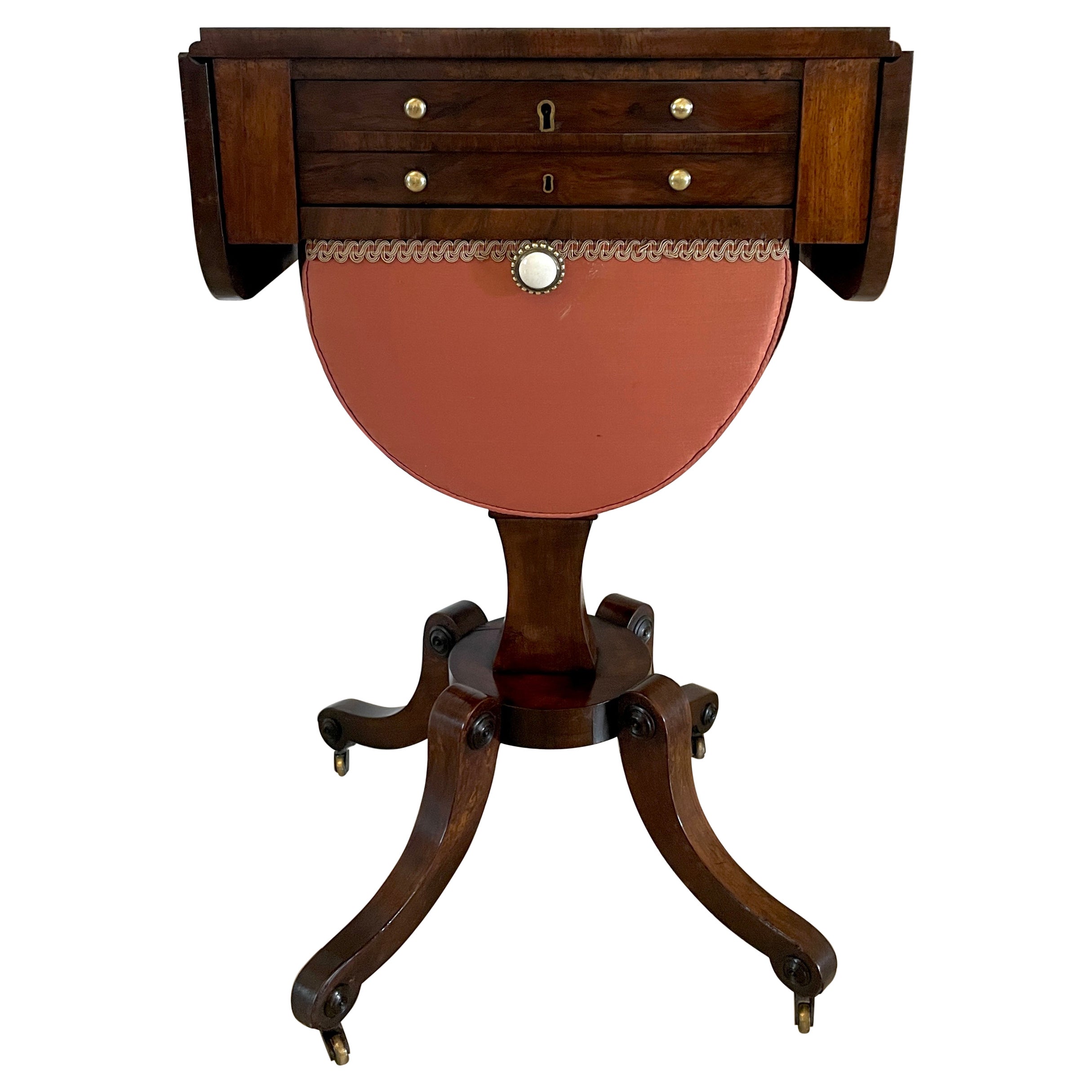 Antique Regency Quality Rosewood Free Standing Sewing/Lamp Table  For Sale
