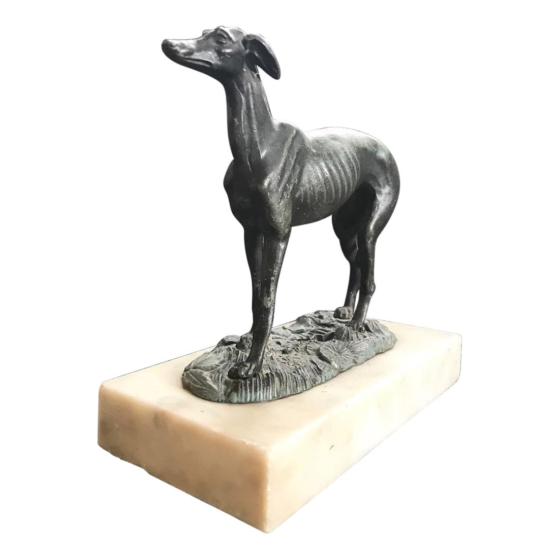 Art Deco Cold Painted Spelter Figure of a Greyhound For Sale