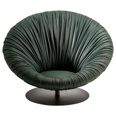 Laurameroni "Drapè Soleil" Big Rounded Armchair in Hand-Pleated Leather