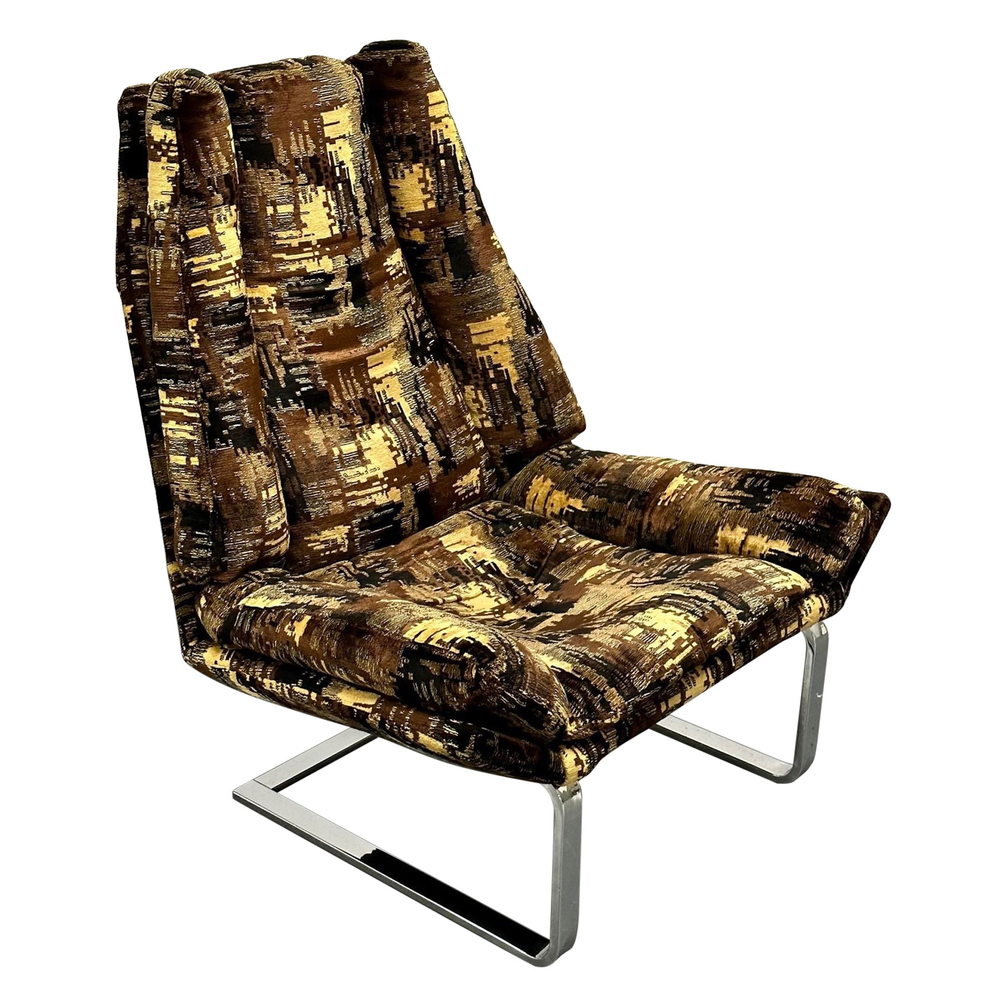 Mid-Century Modern Lounge Chair, Adrian Pearsall Style, American, Chrome, 1950s For Sale