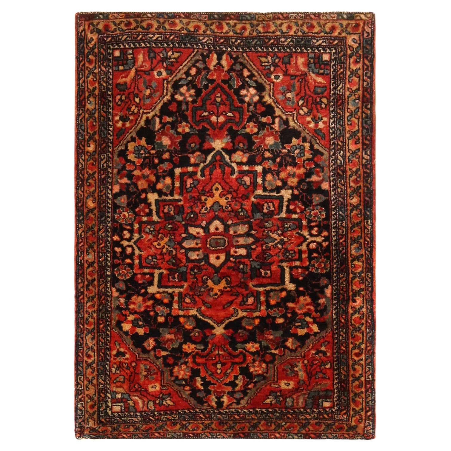 Antiker persischer Sarouk Farahan-Teppich aus Sarouk. 1 ft 8 in x 2 ft 4 in