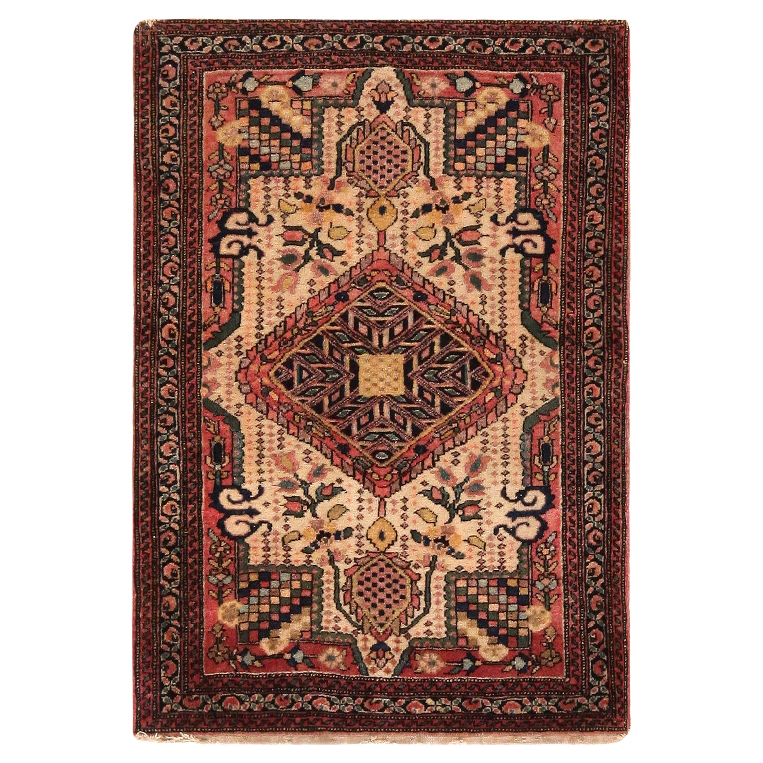 Ancien tapis persan Sarouk Farahan. 1 pieds 9 pouces x 2 pieds 6 pouces 