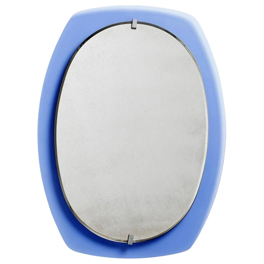 1970s Veca Blue Glass mirror 