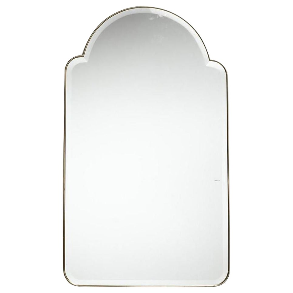 Rounded Brass Wall Mirror 1950s For Sale