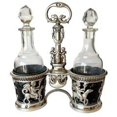 Antique French LXVI Silver Serving Set Oil Vinegar Old Man’s Silver Hallmark