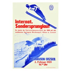 Original Vintage Winter Sport Poster Sprunglauf Neuhasen Ore Mountains Ski Jump