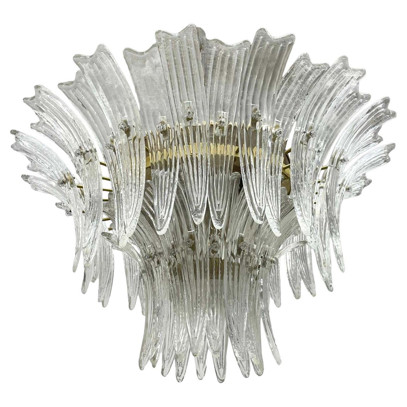 Venetian Murano Glass Palmette Chandelier Flush Mount by Barovier Toso, Italy