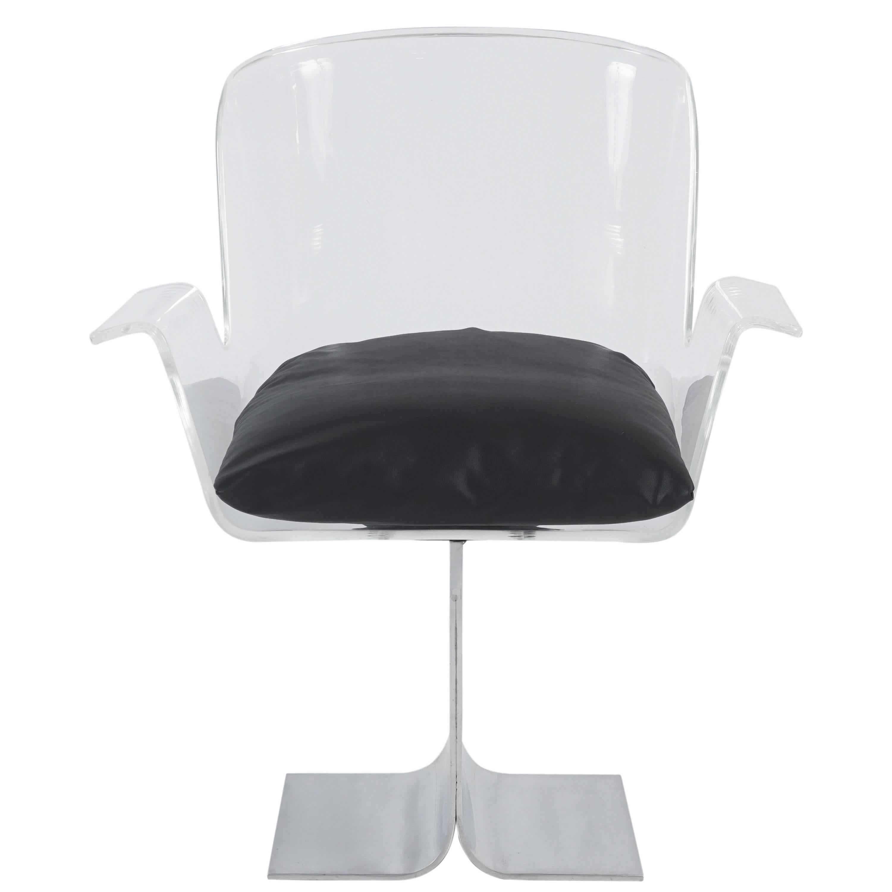 Lucite Armchair in the Style of Roger Tallon For Sale