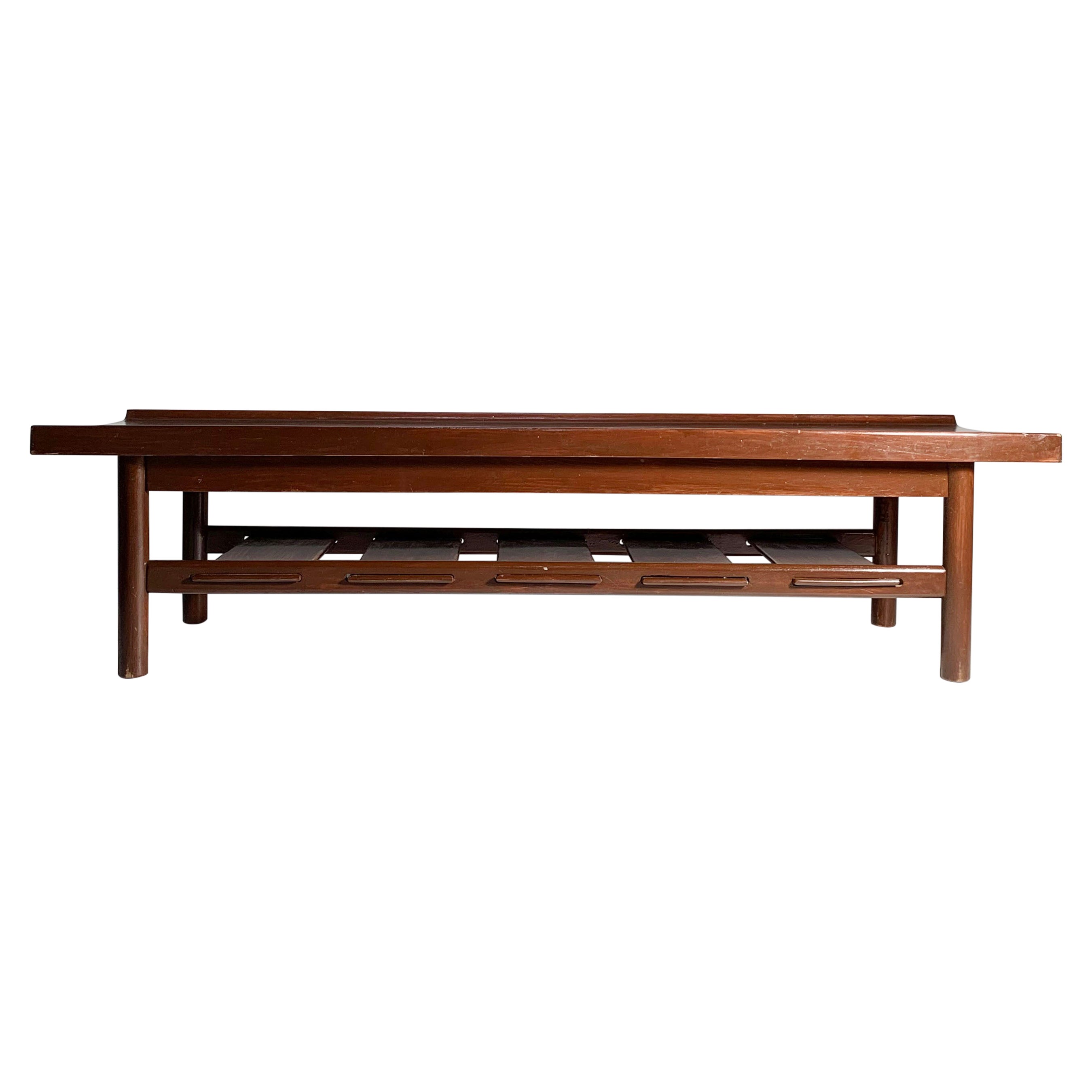 Lawrence Peabody Long Walnut Bench / Coffee Table For Richardson-Nemschoff
