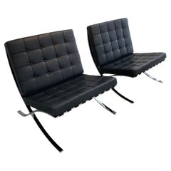 Retro Pair of Barcelona Style Lounge Chairs by Fascm International