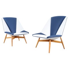 Retro Italian Modernist Leather Lounge Chairs