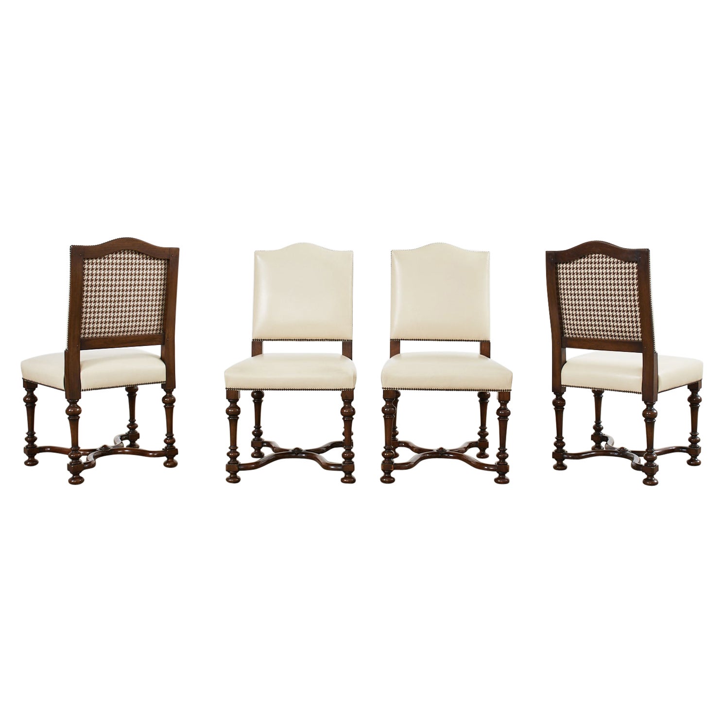 Set of Four French Louis XIV Style Walnut Dining Chairs  For Sale