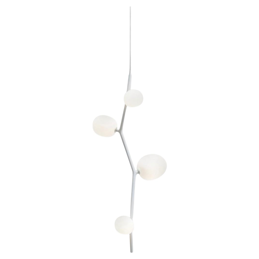 Lucie Koldova 'Ivy Vertical 4' Blown Opal Glass Pendant in White for Brokis