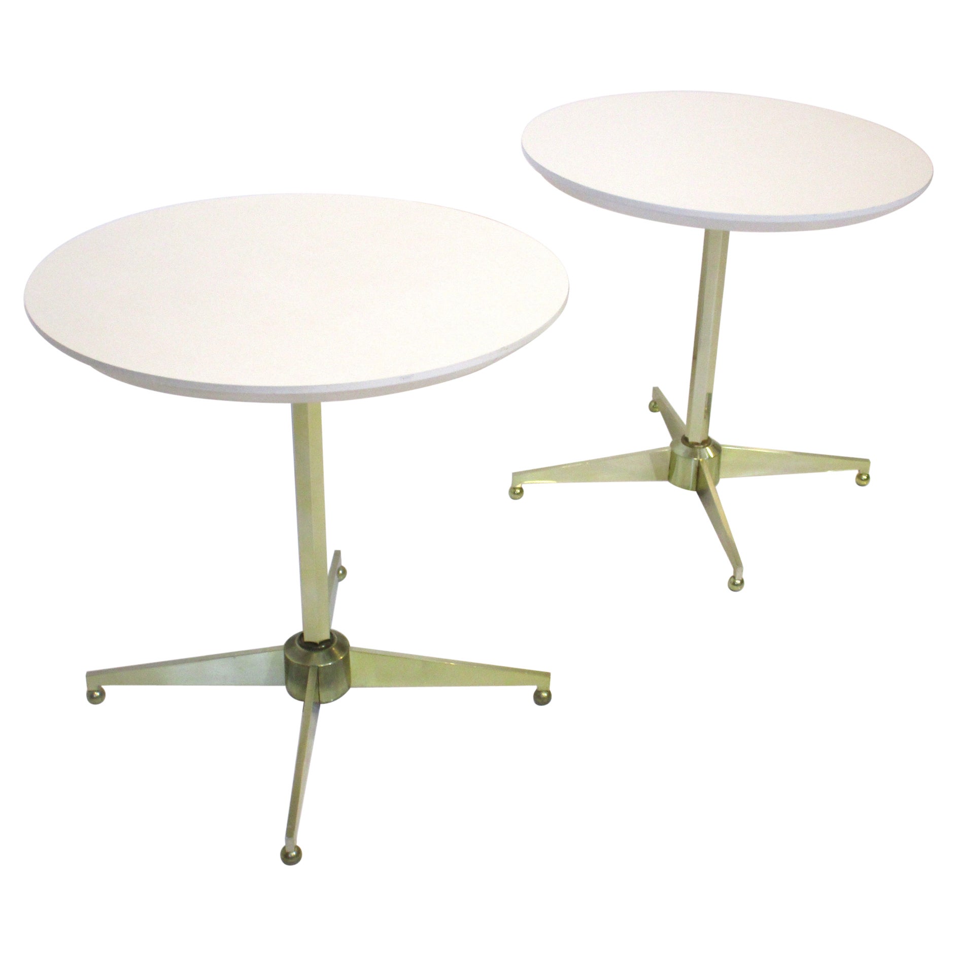 Brass / Tulip Styled Side Tables by American of Martinsville  For Sale
