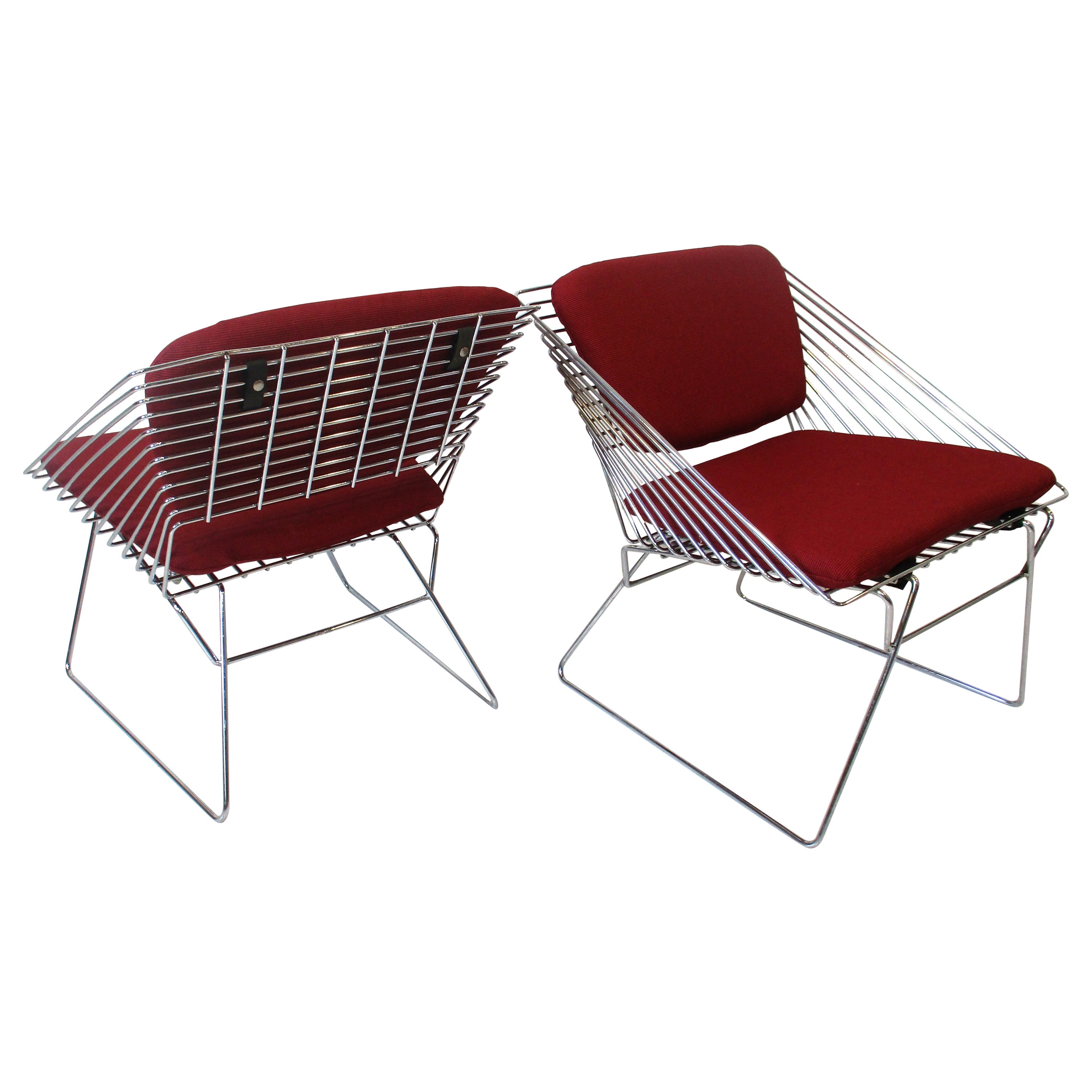 Verner Panton Wire Grid Lounge Chairs for Fritz Hansen Denmark For Sale