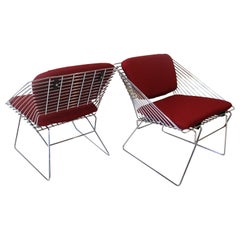 Verner Panton Wire Grid Lounge Chairs for Fritz Hansen Denmark
