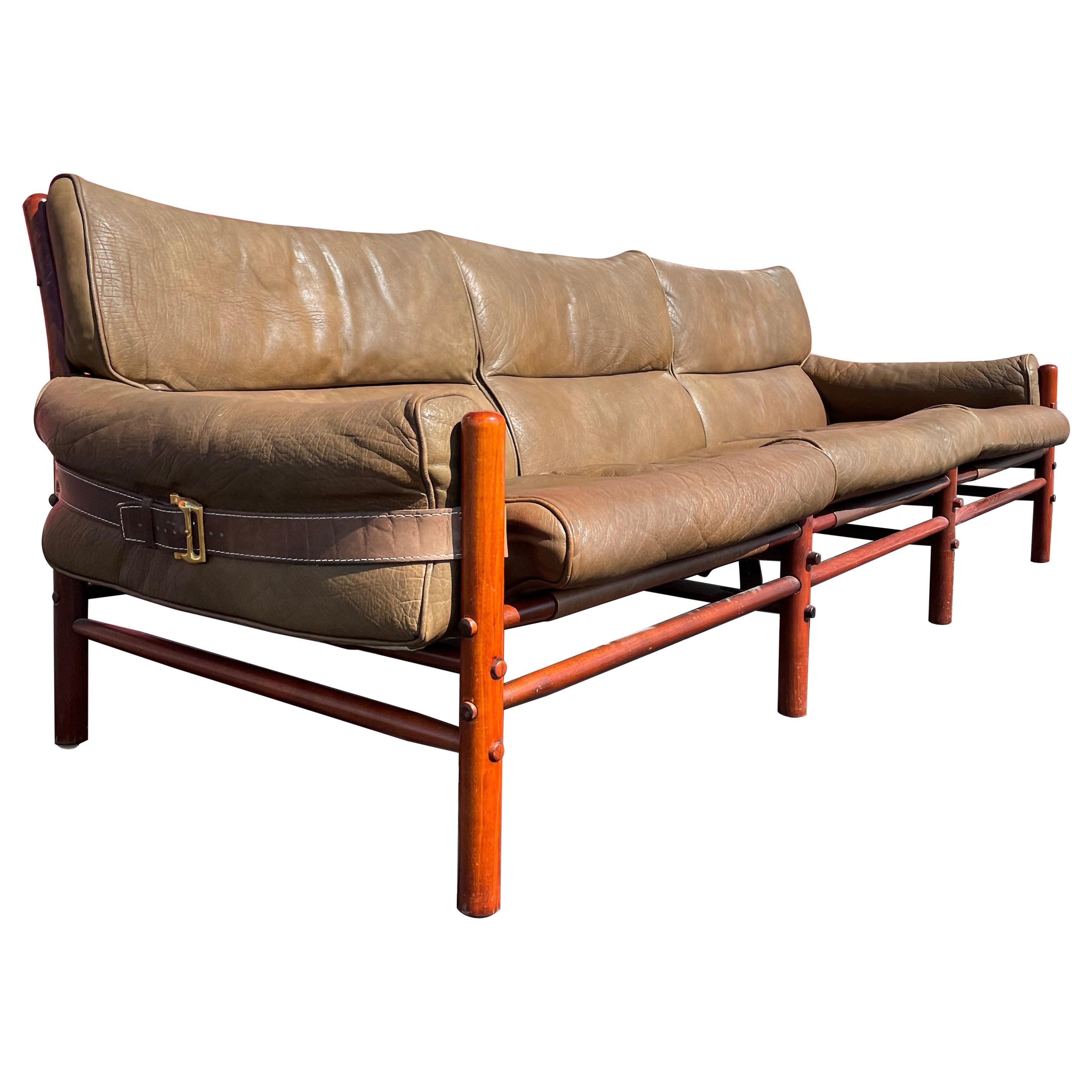 Arne Norell “Kontiki” Safari Leather Sofa For Sale